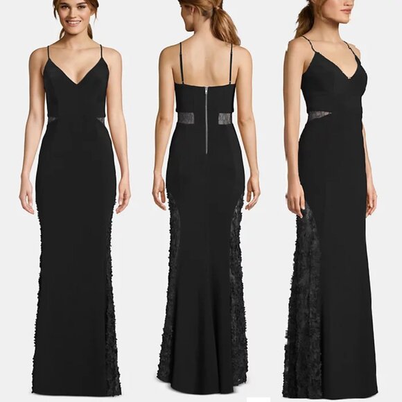 Betsy & Adam Petite Adjustable Lace Contrast Gown - Picture 6 of 9